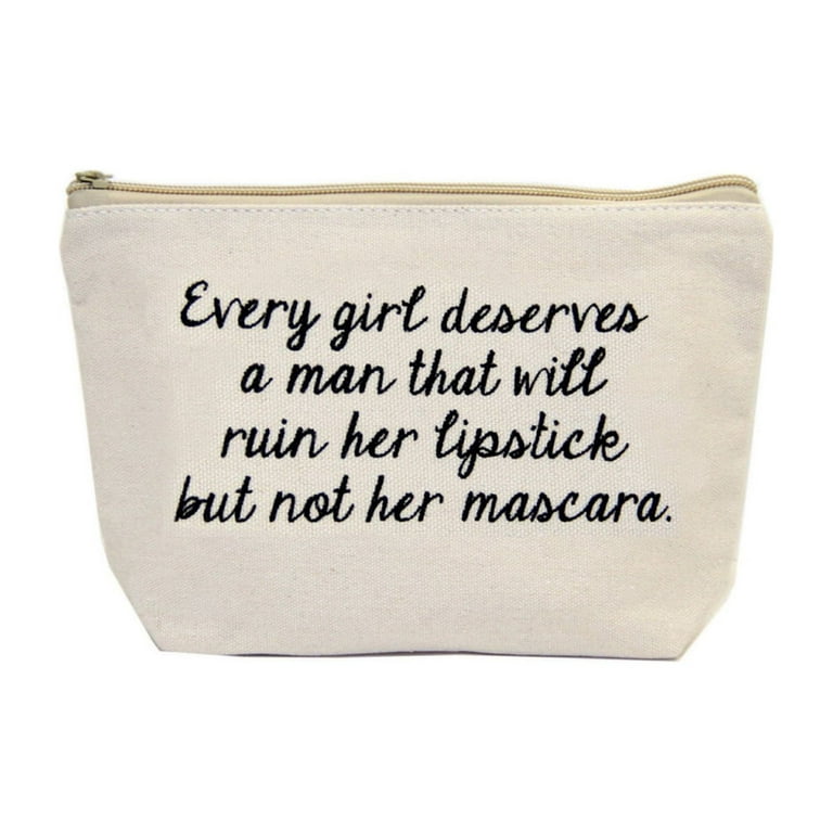 Jules Small Natural Canvas Zipper Bag, Every Girl Deserves A Man