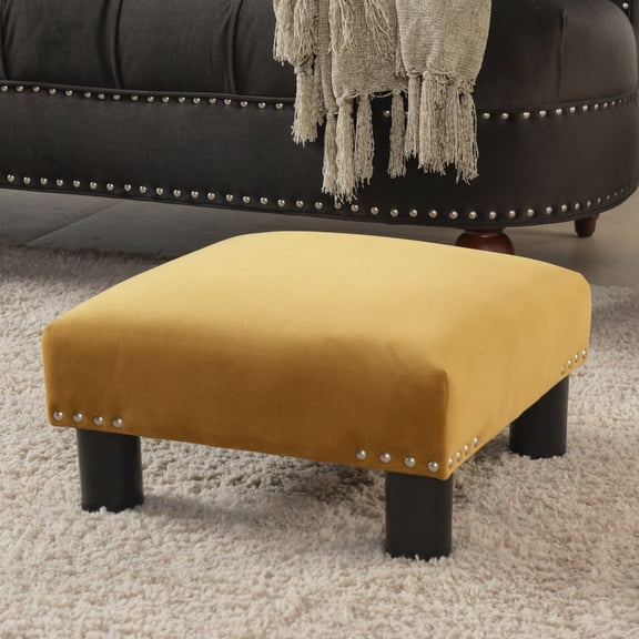 Jules Square Accent Footstool Ottoman Gold