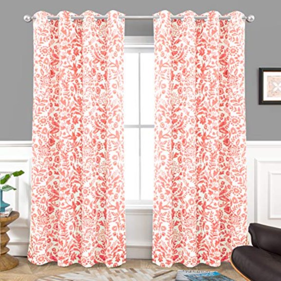 Julia Blackout Curtains for Bedroom Blush Floral Watercolor Pattern Double Layer Thermal Insulated Sound Reducing Room Darkening Drapes for Living Room Grommet 2 Panels Each W52 x L84 Blush