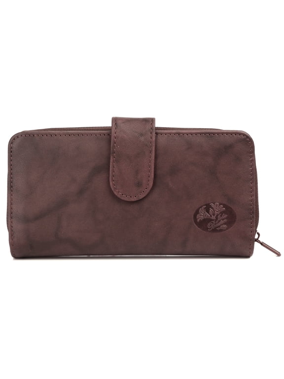Women's Heiress Checkbook Wallet Leather, Mahogany