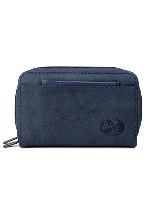 Women's Heiress Double Zip Organizer Leather, Navy