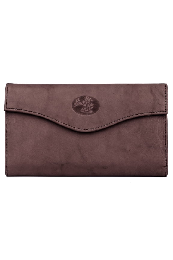 Women's Heiress Organizer Clutch Leather, Mahogany