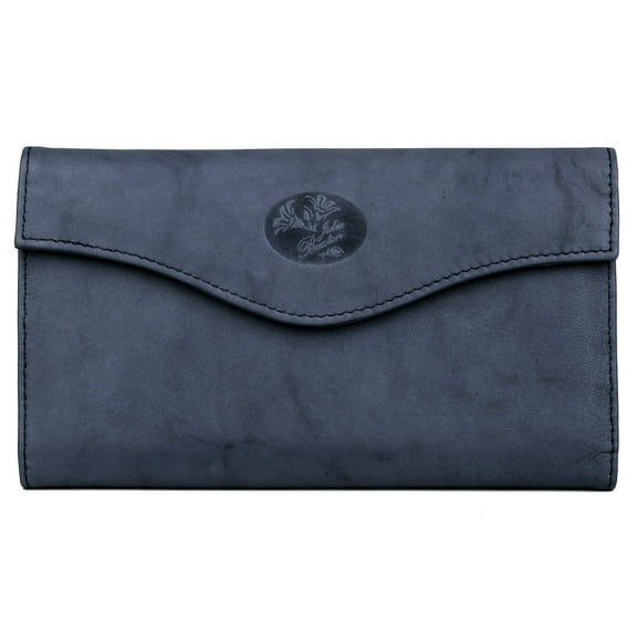 Julia Buxton Women's Heiress Organizer Clutch Leather, Navy