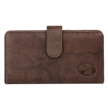 Julia Buxton Women's Heiress Pik-Me-Up Checkbook Keeper Leather, Mahogany