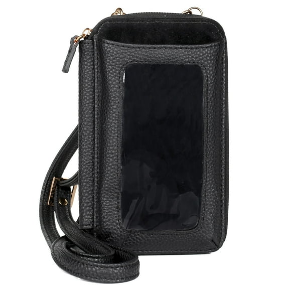 Julia Buxton Women's Pebble RFID Everywhere Crossbody Vegan Leather, Black