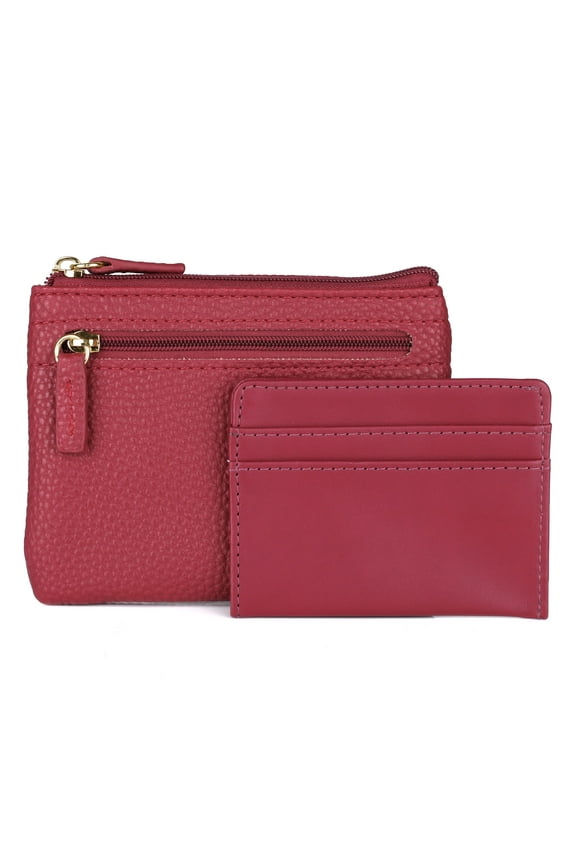 Women's Pebble RFID Pik-Me-Up Large ID Coin Card Case, Red