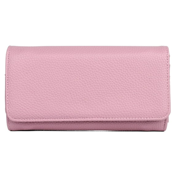 Julia Buxton Women's Pebble Vegan Leather Bianca Trifold, Dusty Rose