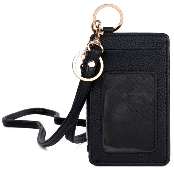 Julia Buxton Women's Pebble Vegan Leather Everywhere Lanyard, Black