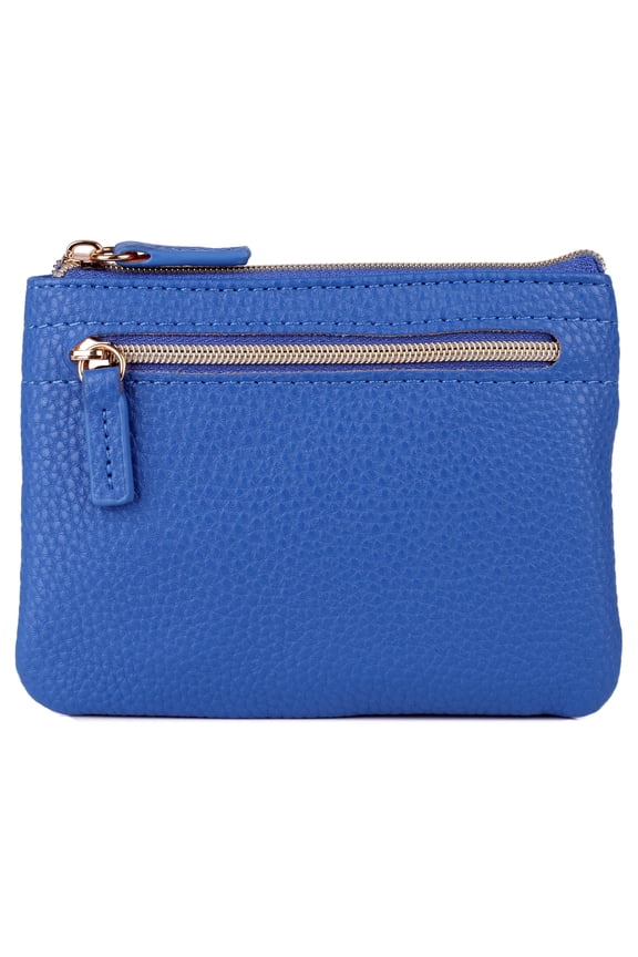 Women's Pebble Vegan Leather Large ID Coin Case, Lagoon Blue