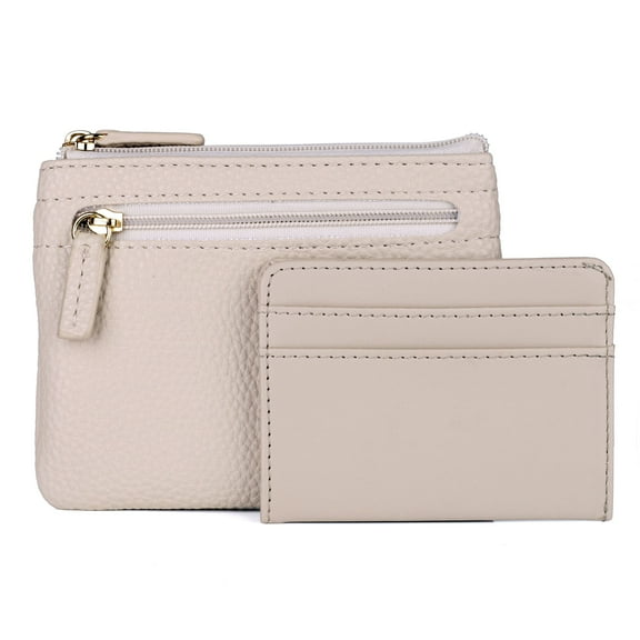 Julia Buxton Women's RFID Blocking 4-Pocket Pebble Vegan Leather ID Coin/Card Case, White