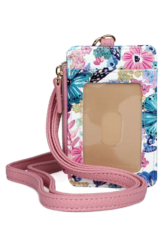 Women's Wildflower Vegan Leather Lanyard, Dusty Rose