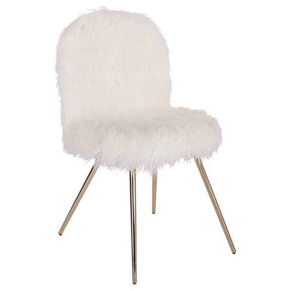 Julia Chic Accent Chair, White Faux Fur and Legs