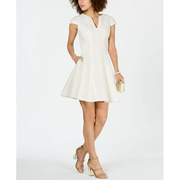 Julia Jordan Mesh Jacquard Fit Flare Dress Ivorygold 16