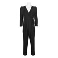 thumbnail image 1 of Julia Jordan V-Neck Long Sleeve Tie Side Zipper Back Solid Stretch Crepe Jumpsuit-BLACK / 2, 1 of 7