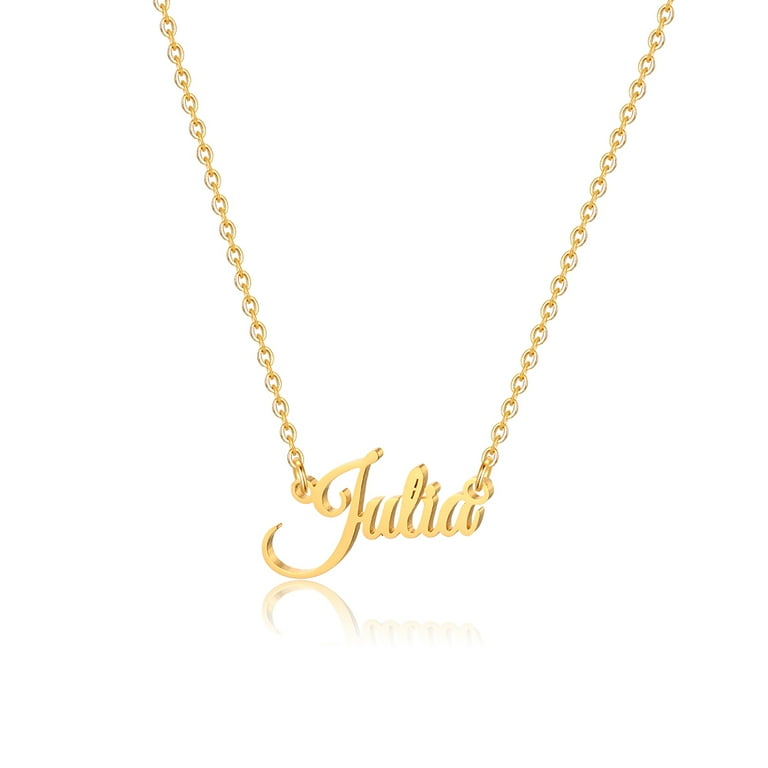 Julia Name Necklace Personalized, Gold Plated Custom Name Necklace
