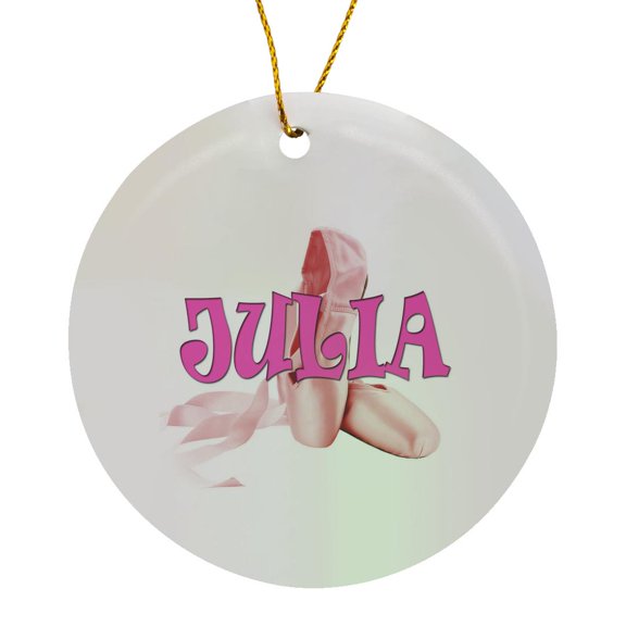 3drose, Julia. Pink Ballet Shoes., Circle Porcelain Ornament