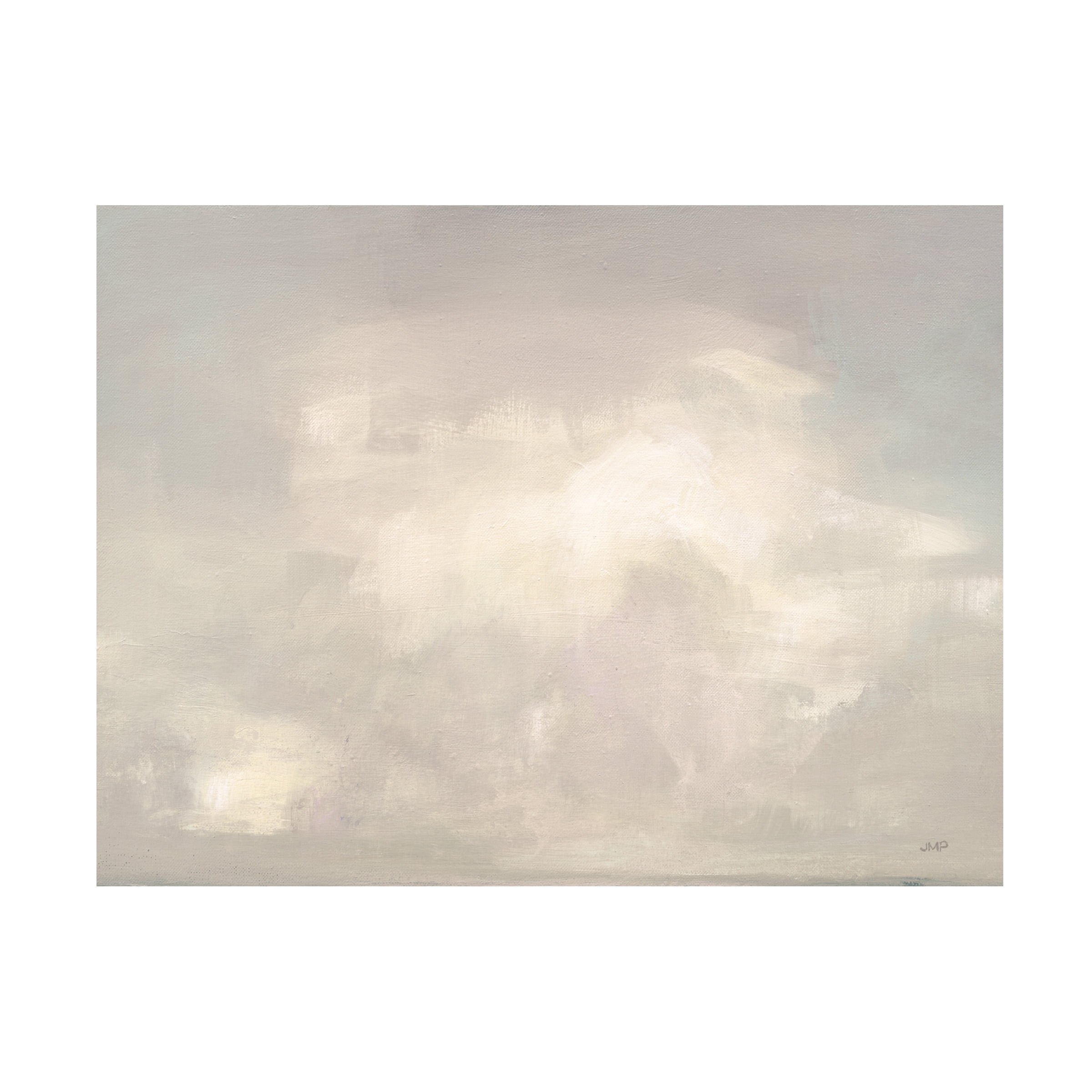 Neutral Abstract Clouds Canvas Art in White and Beige