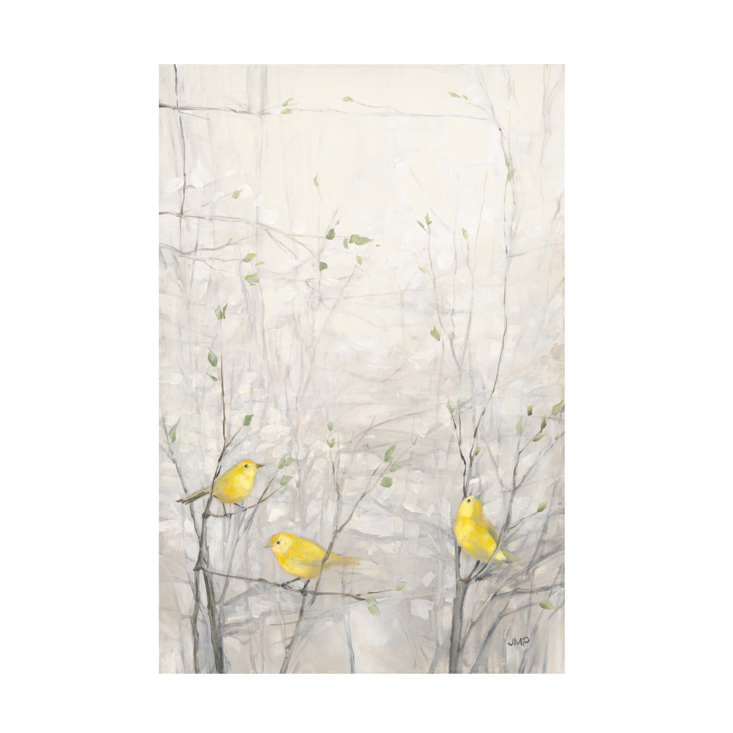 Contemporary White and Yellow Birds Canvas Art, 30" x 47"