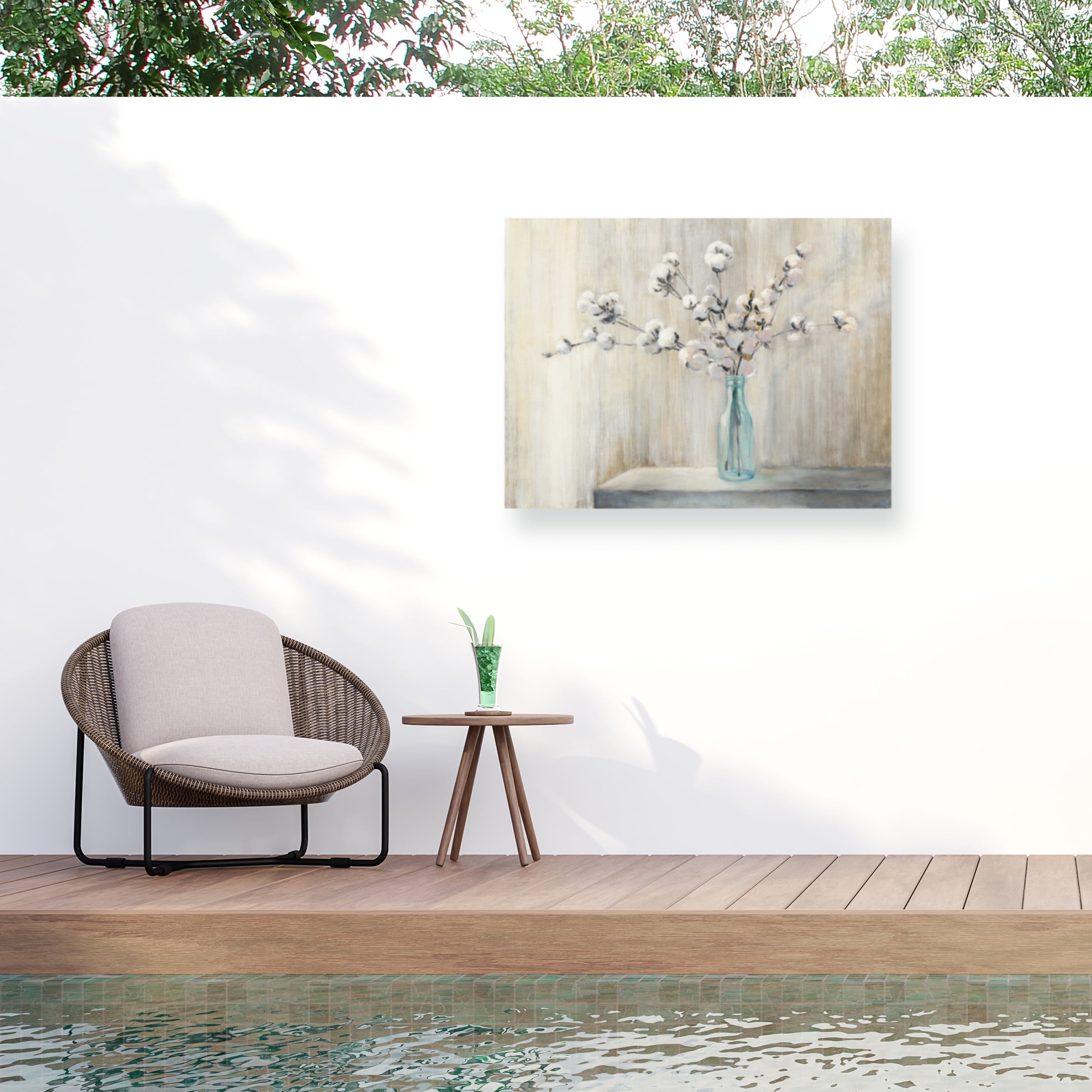Julia Purinton Cotton Bouquet Weather Treated Wood Frame Outdoor Canvas Art