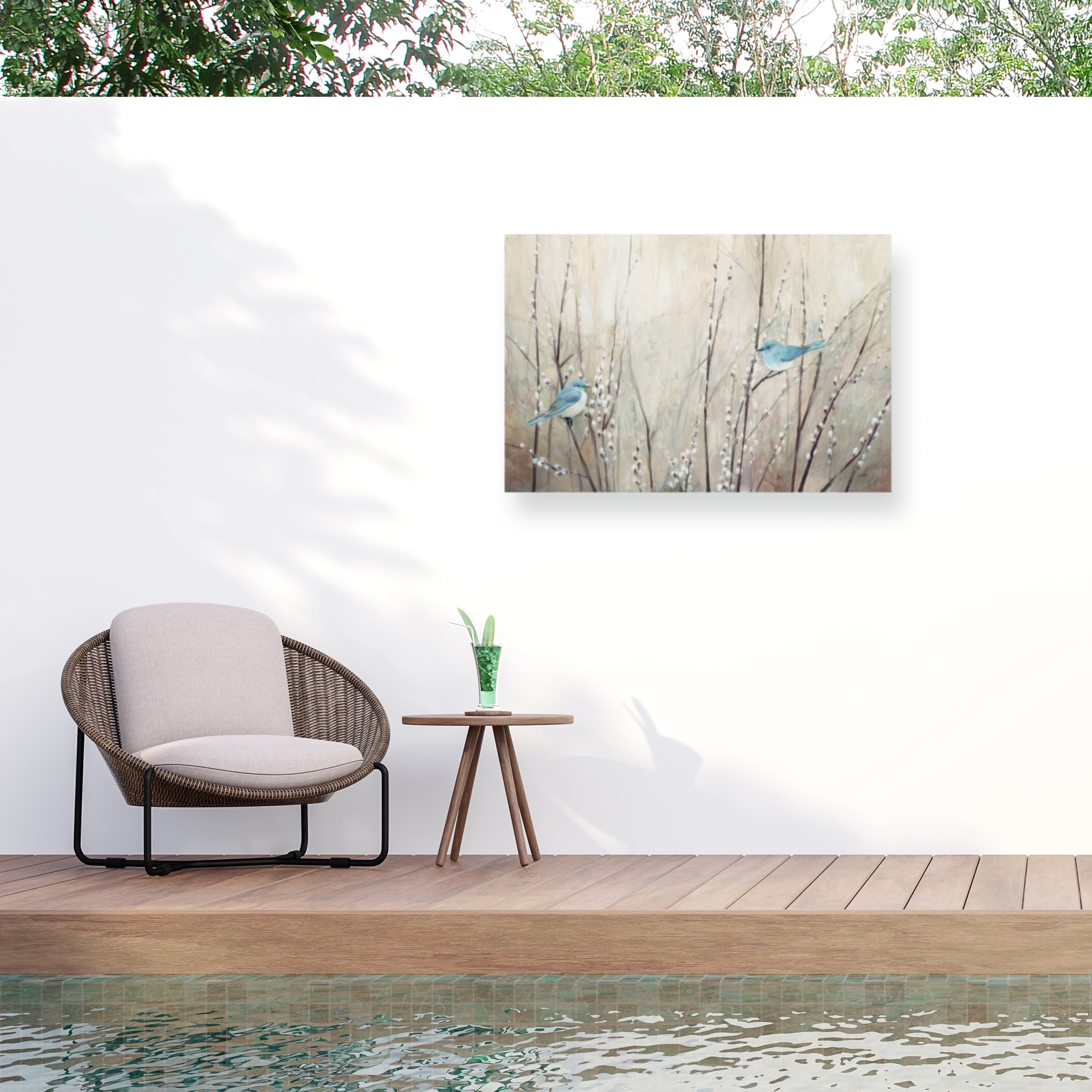 Julia Purinton Blue Birds Weather Treated Wood Outdoor Canvas Art