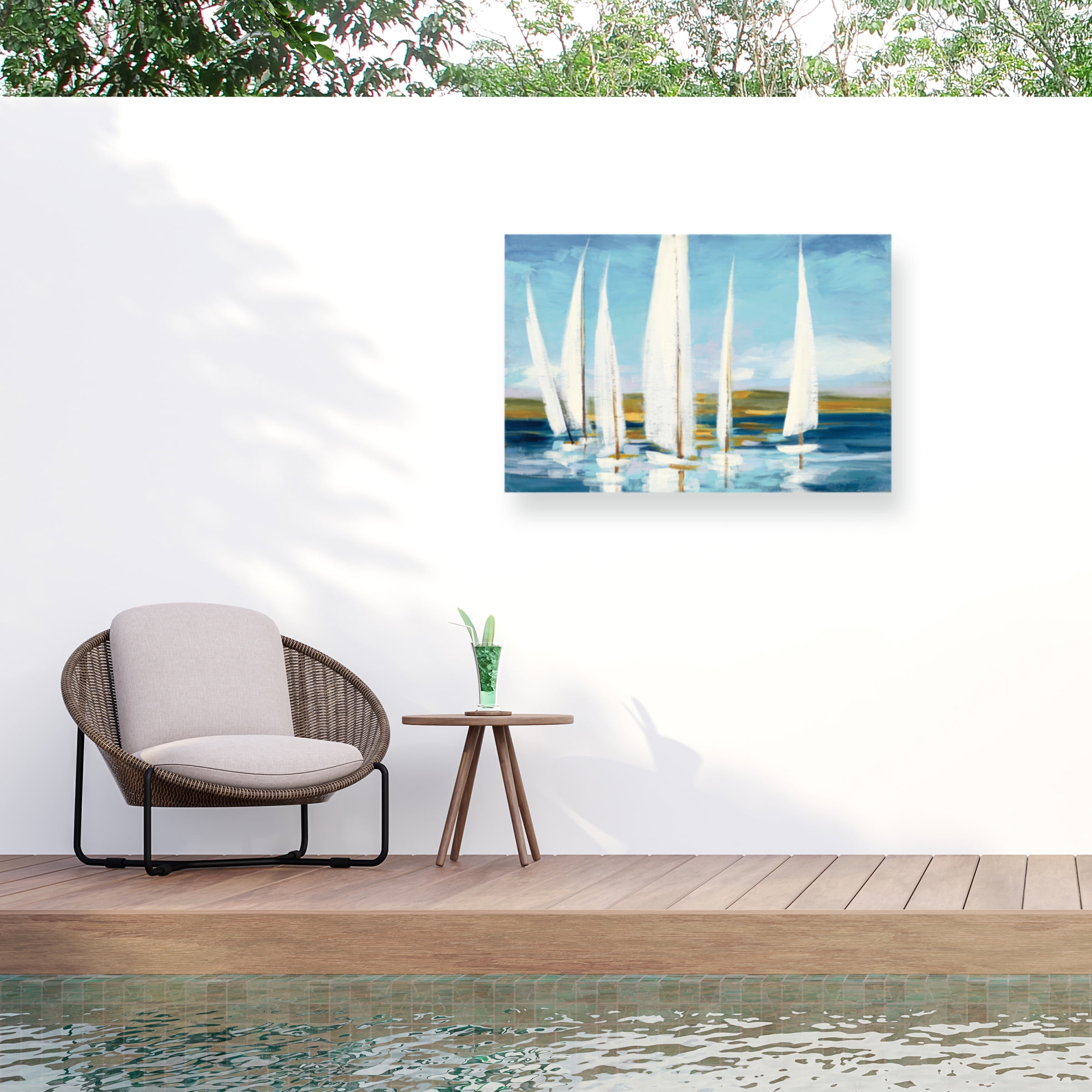 Julia Purinton 'Sails On Horizon' Outdoor Canvas 16x16