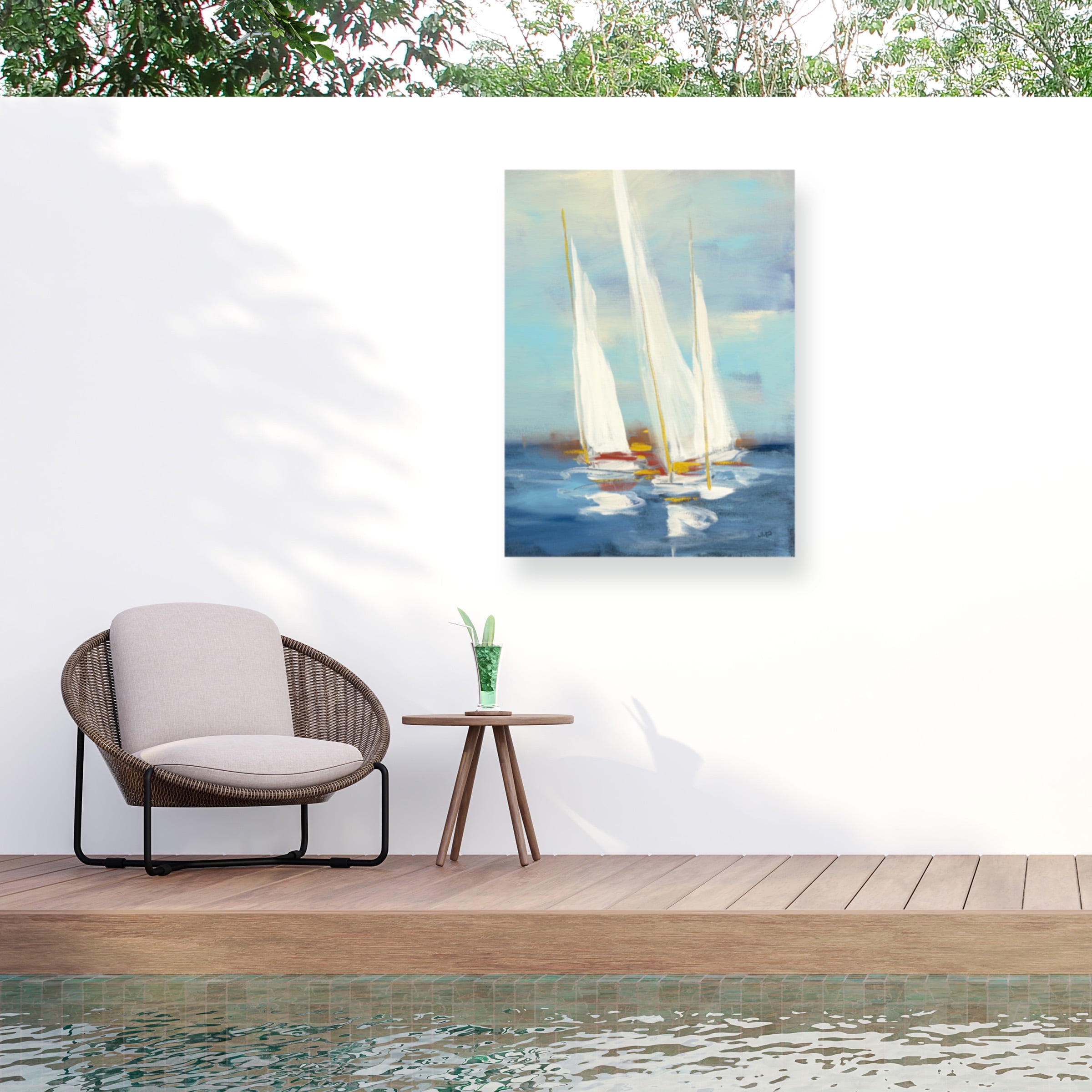 Julia Purinton 'Summer Regatta III Red Yellow' Outdoor Canvas