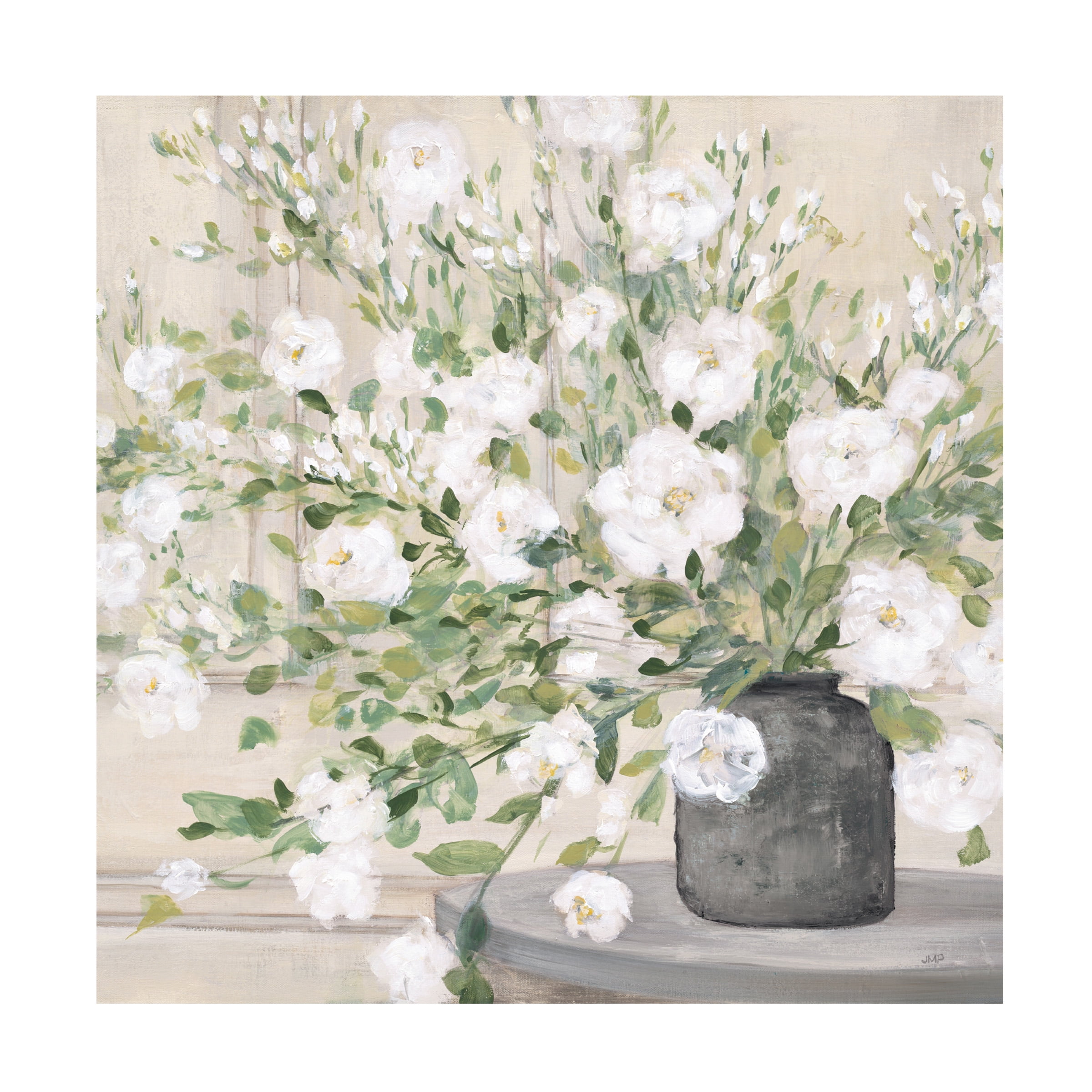 White and Gray Floral Bouquet Canvas Art, 24" x 24"