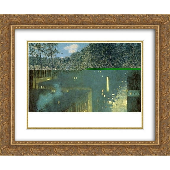 Julian Alden Weir 2x Matted 24x20 Gold Ornate Framed Art Print 'The Building of the Dam'