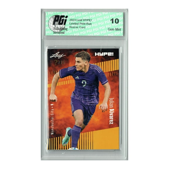 Julian Alvarez 2023 Leaf HYPE! #129 Gold SP, Just 25 Made Rookie Card PGI 10