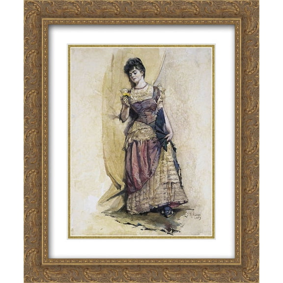 Julian Ashton 2x Matted 20x24 Gold Ornate Framed Art Print 'The Ball Dress'
