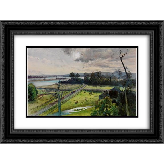 Julian Ashton 2x Matted 24x18 Black Ornate Framed Art Print 'Shoalhaven River, junction with Broughton Creek, New South Wales '