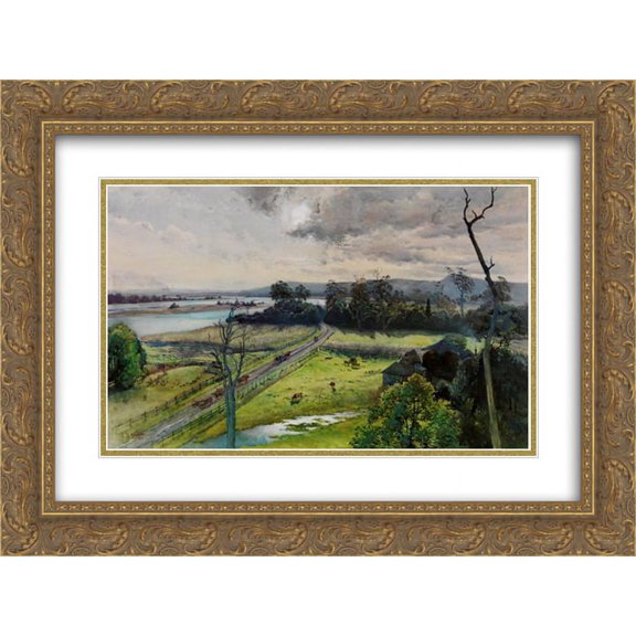 Julian Ashton 2x Matted 24x18 Gold Ornate Framed Art Print 'Shoalhaven River, junction with Broughton Creek, New South Wales '