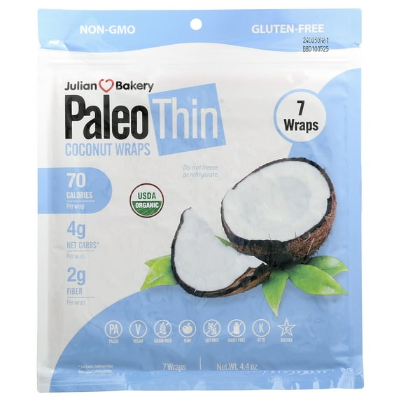 Julian Bakery PaleoThin®, Coconut Wraps, 7 Wraps, 4.4 oz