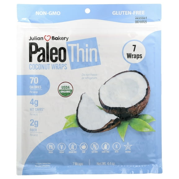 Julian Bakery PaleoThin, Coconut Wraps, 7 Wraps, 4.4 oz