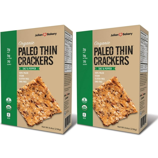 Julian Bakery Paleo Thin YPF5 Crackers Salt & Pepper USDA Organic