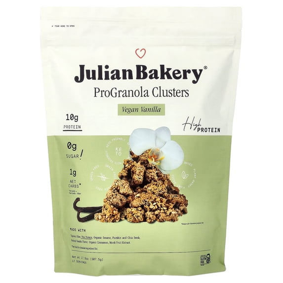 Pro Granola, Vegan Vanilla Cluster, 17.9 oz (510 g), Julian Bakery