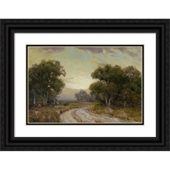 Julian Onderdonk 18x13 Black Ornate Wood Framed Double Matted Museum Art Print Titled - Evening Near Jackson, Southwest Texas