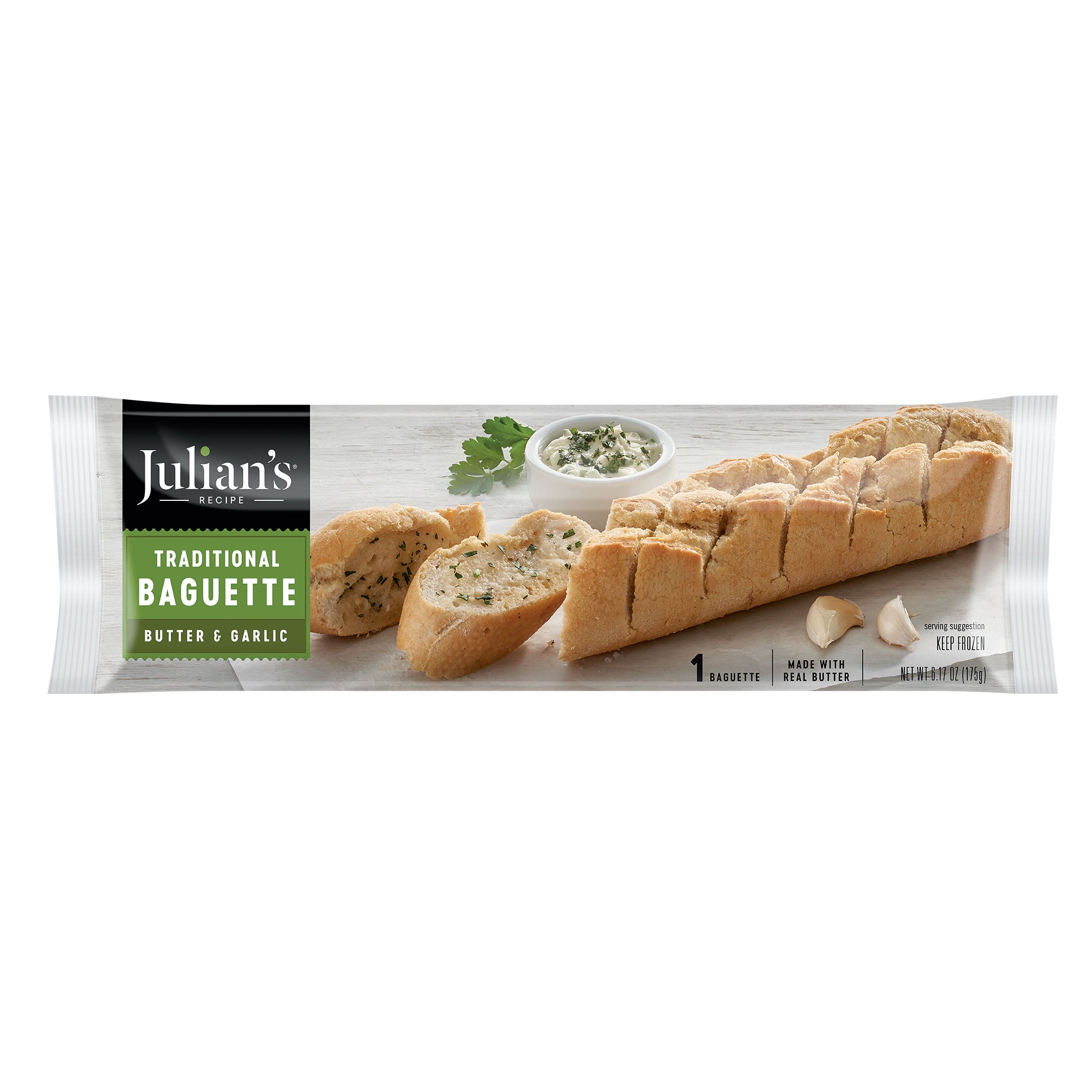 Julian's Recipe Butter & Garlic Bread Baguette, 6.17 oz, Single Pack