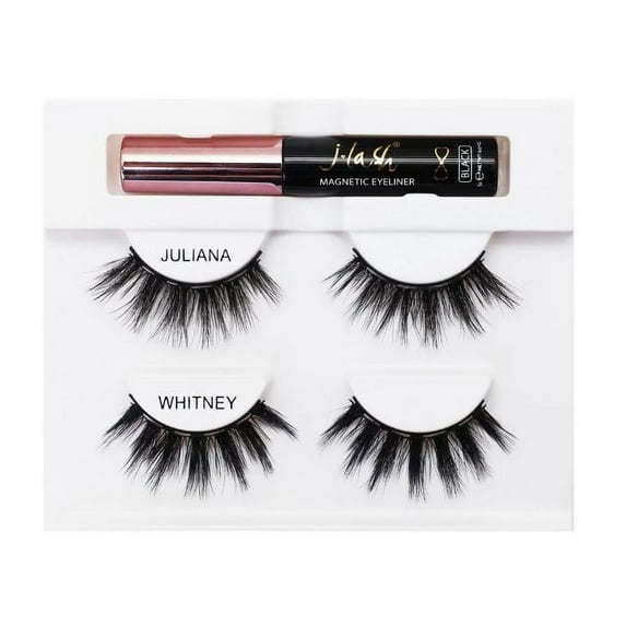 Juliana & Whitney Kit , J Lash Magnetic Eyeliner & Lash Kit - Juliana & Whitney, hair scalp beauty - Pack of 2 w/ Sleek 3-in-1 Comb/Brush