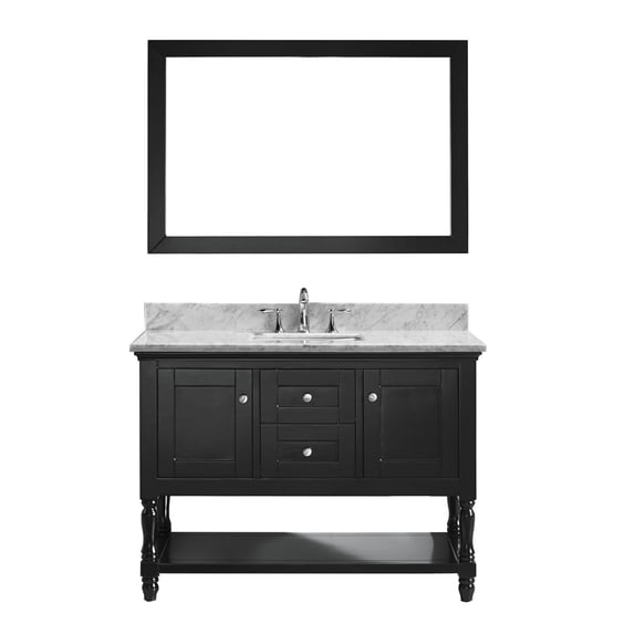 Julianna 48" Single Bath Vanity in Espresso with White Marble Top and Square Sink with Matching Mirror
