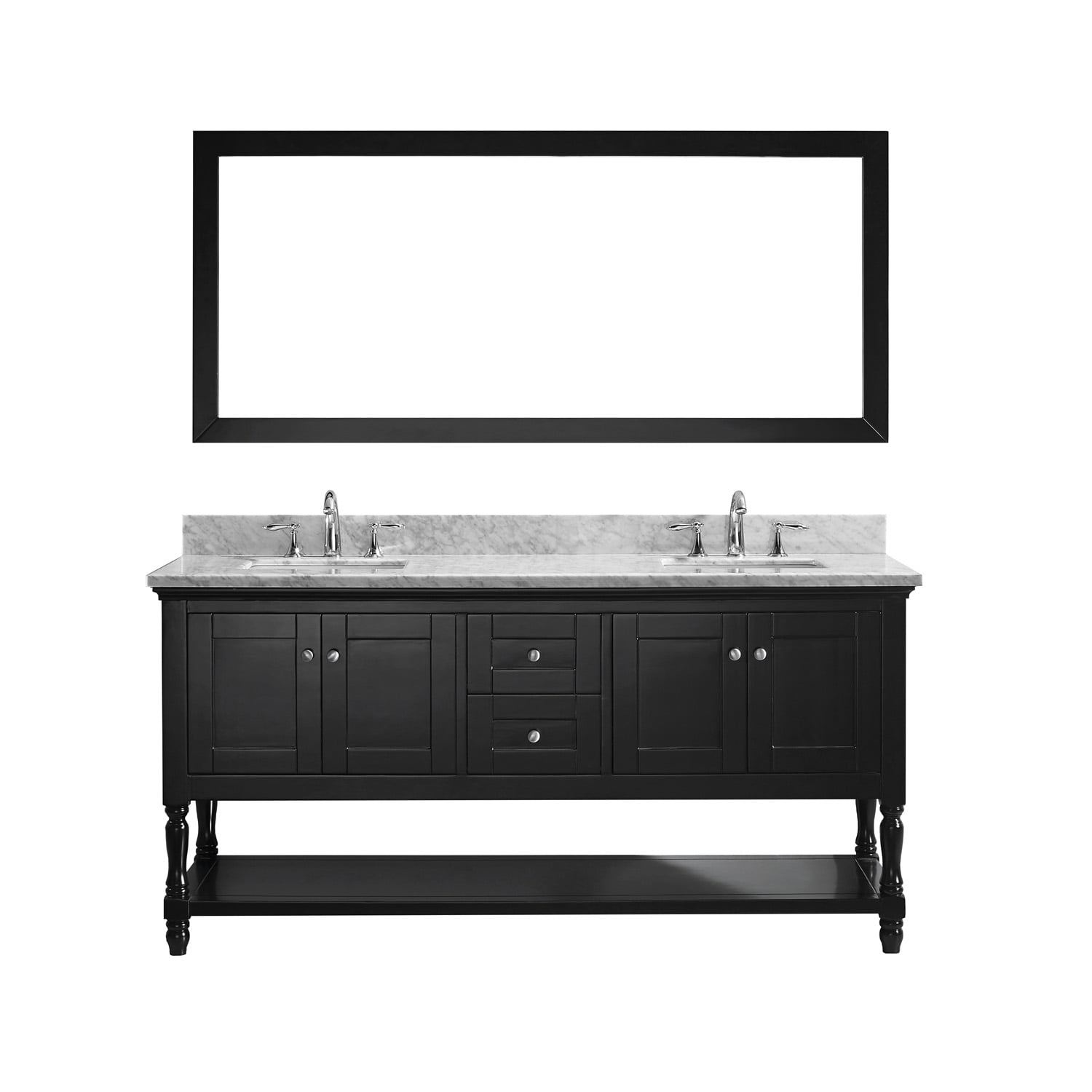 Julianna 72" Double Bath Vanity in Espresso with White Marble Top and