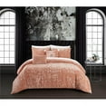 thumbnail image 1 of Julianna Comforter Queen Set with Crinkle Crushed Velvet Bedding - Decorative Pillow Shams, Blush - 5 Piece, 1 of 1
