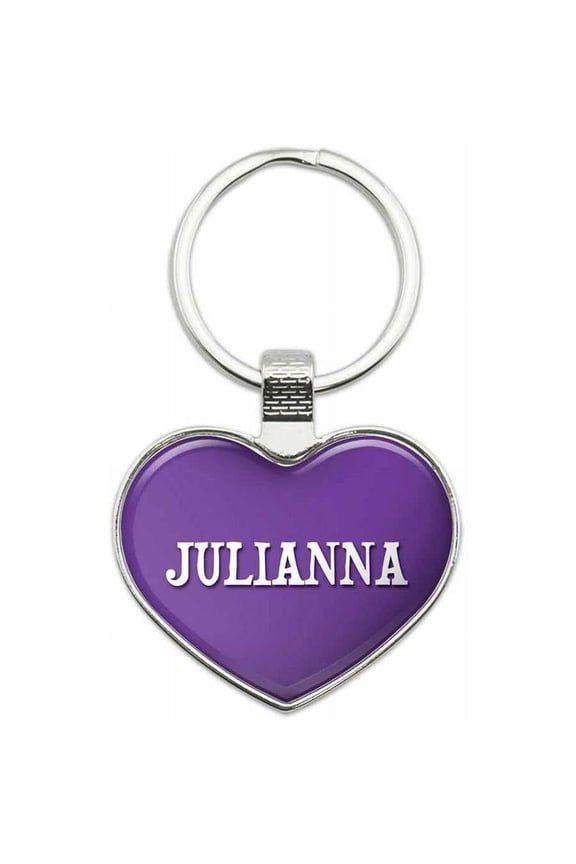 Julianna - Names Female Metal Heart Keychain Key Chain Ring, Purple
