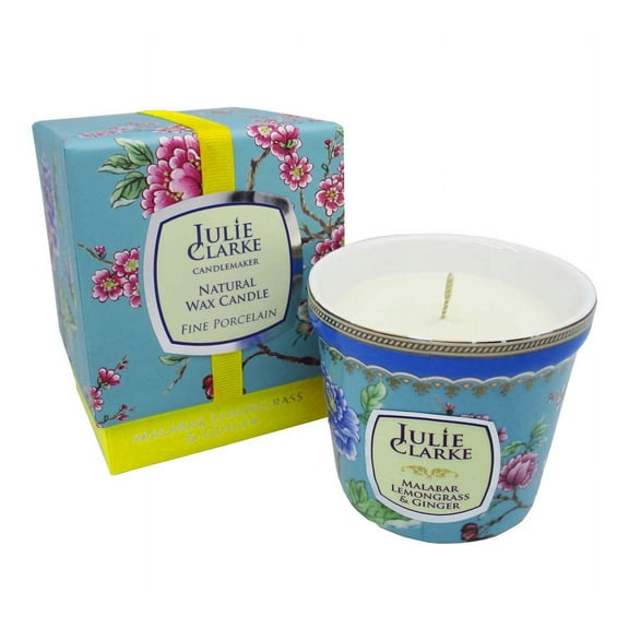 Julie Clarke Bone China 150g Scented Candle - Botanic Malabar Lemongrass and Ginger