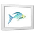 thumbnail image 1 of Julie DeRice 4x14 White Modern Wood Framed Wall Art Titled - Yellow and Blue Fish I, 1 of 5