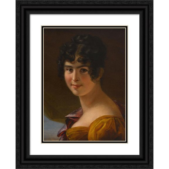 Julie Hugo 19x24 Black Ornate Framed Double Matted Museum Art Print Titled: Portrait of Adele Foucher (1820)