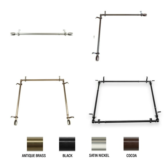 Julie Multi Angle Ceiling Rod/ Room Divider/ Bedroom Canopy Adjustable 28-48 inch - One Sided - Antique Brass