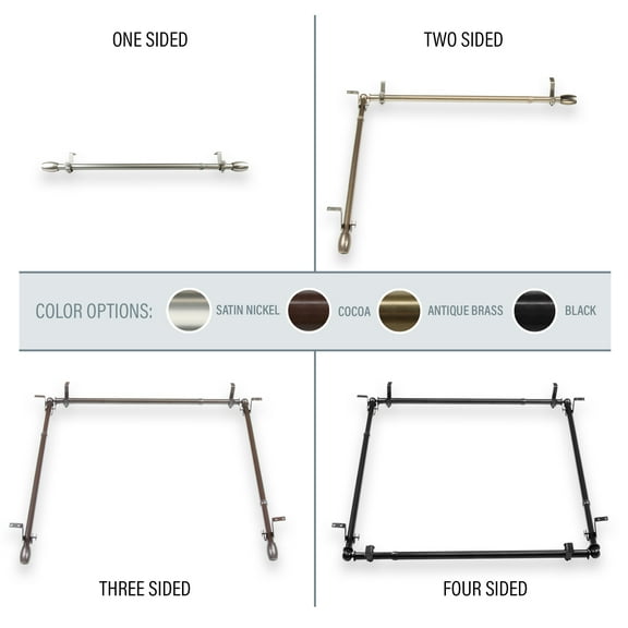 Julie Multi Angle Ceiling Rod/ Room Divider/ Bedroom Canopy Adjustable 48-84 inch - One Sided - Antique Brass