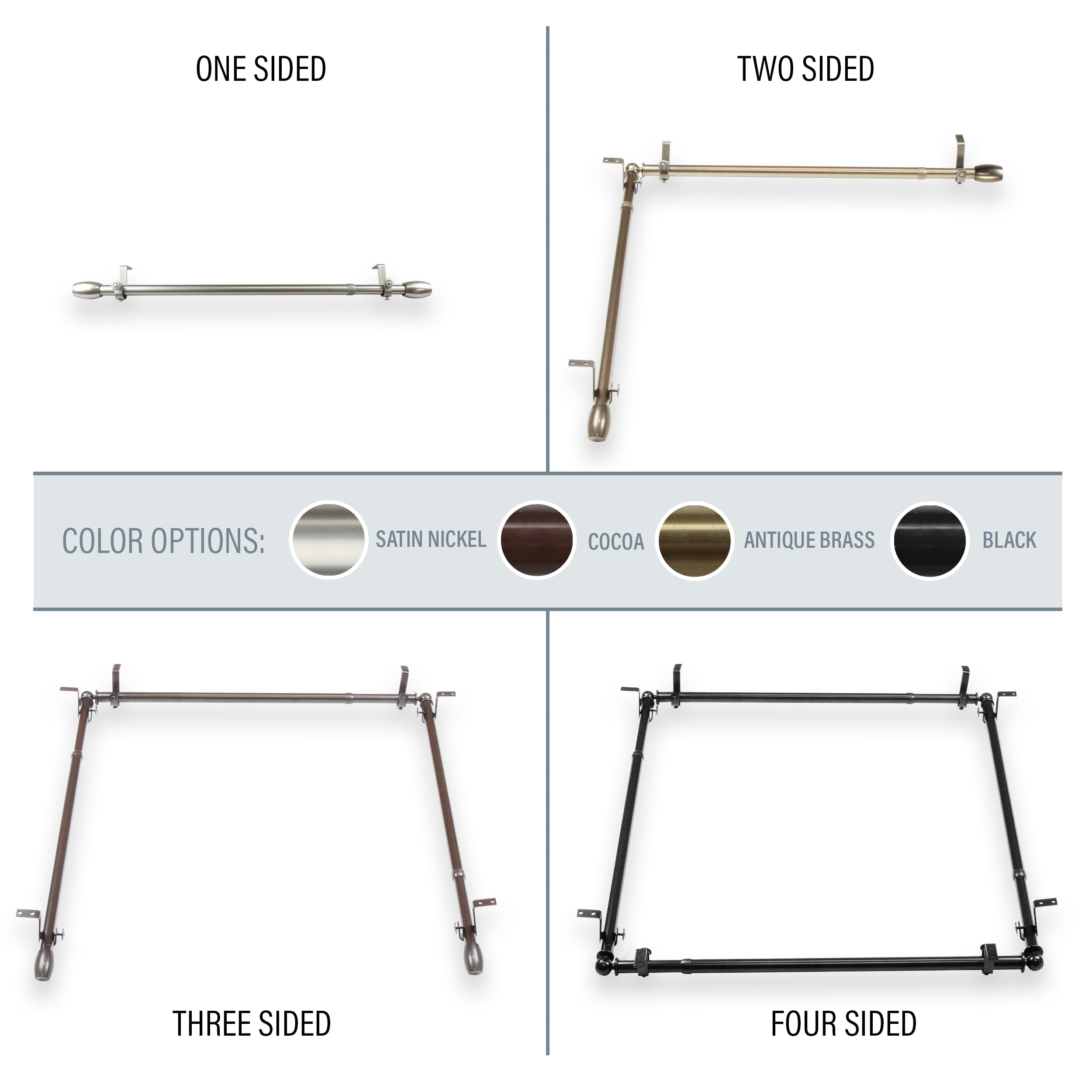 Julie Multi Angle Ceiling Rod/ Room Divider/ Bedroom Canopy Adjustable 48-84 inch - One Sided - Satin Nickel
