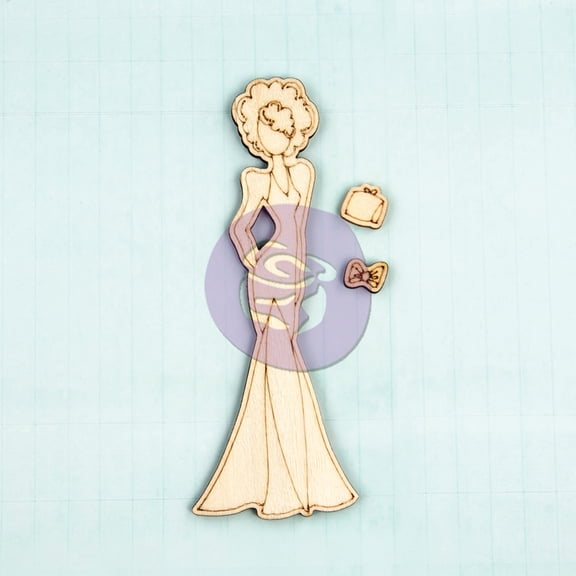 Julie Nutting Mixed Media Laser-Cut Wooden Doll Shape-Morgan